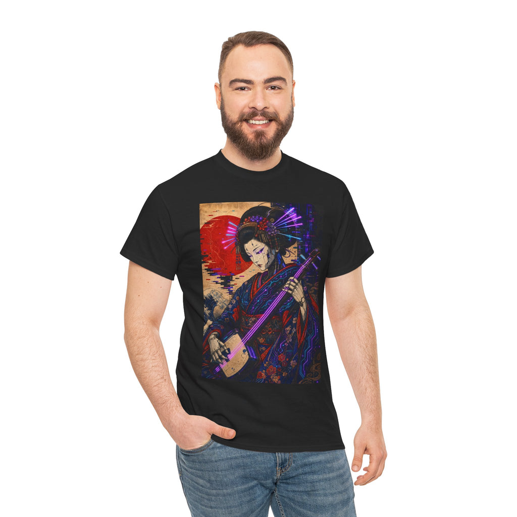 Geisha Shamisen Art Tee — Japanese Vintage-Inspired Music Graphic T-Shirt - Japanese Streetwear T-Shirt | Tokyo Style X
