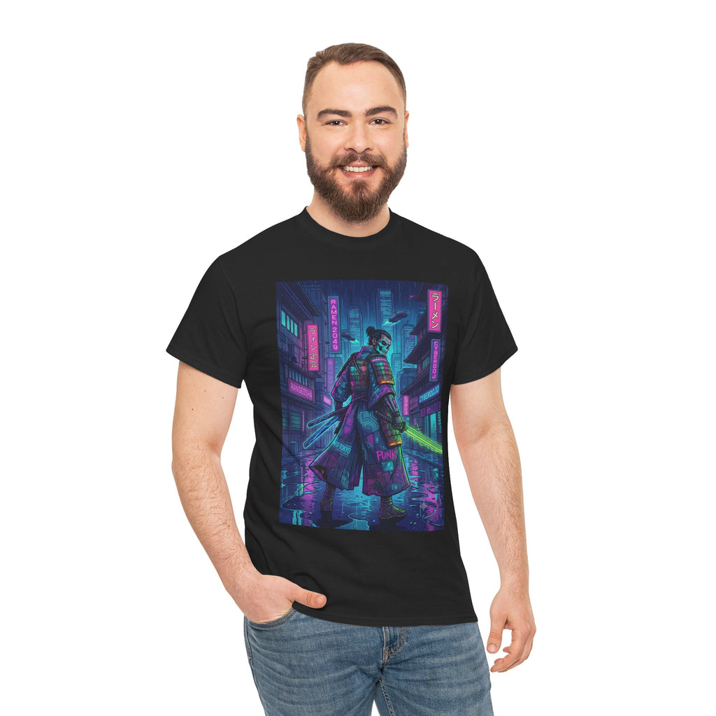 Cyberpunk Samurai T-Shirt — Neon City Night Rider Graphic Tee