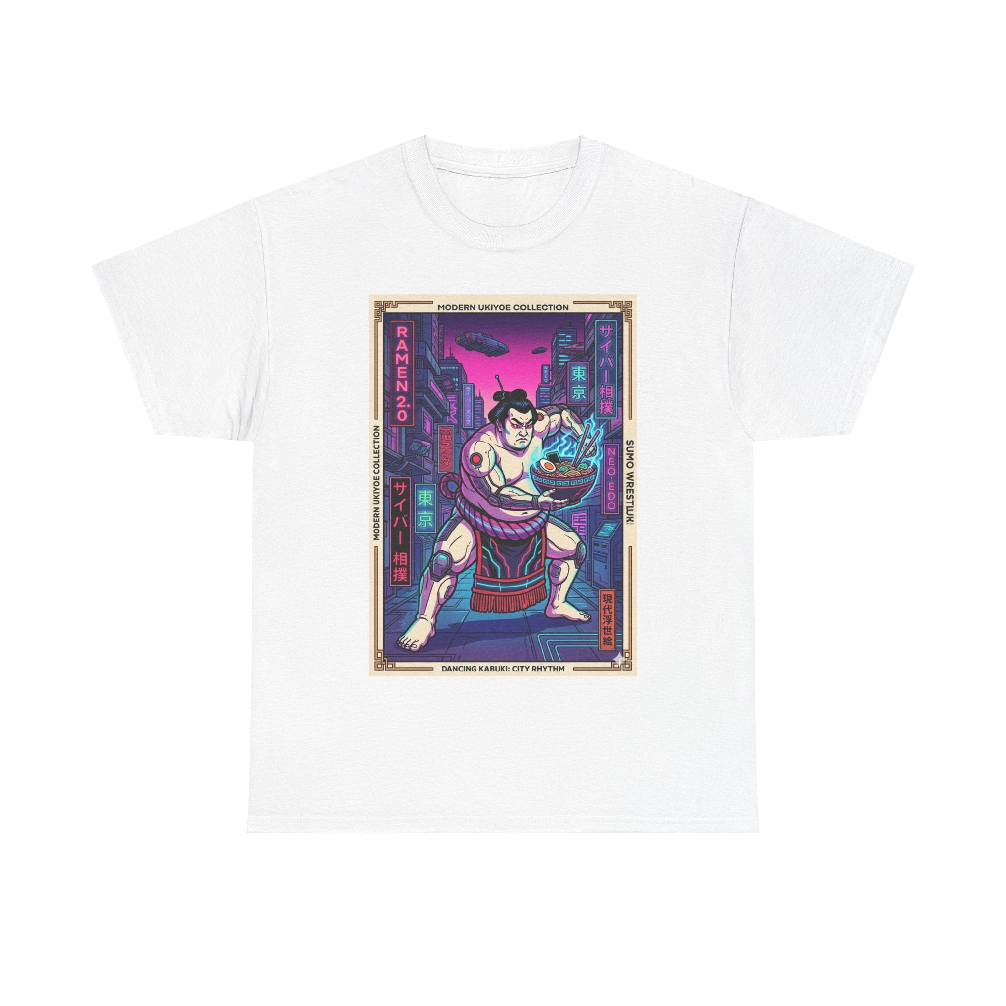 Sumo Warrior Graphic Tee — Neon Retro Japanese Urban Art T-Shirt