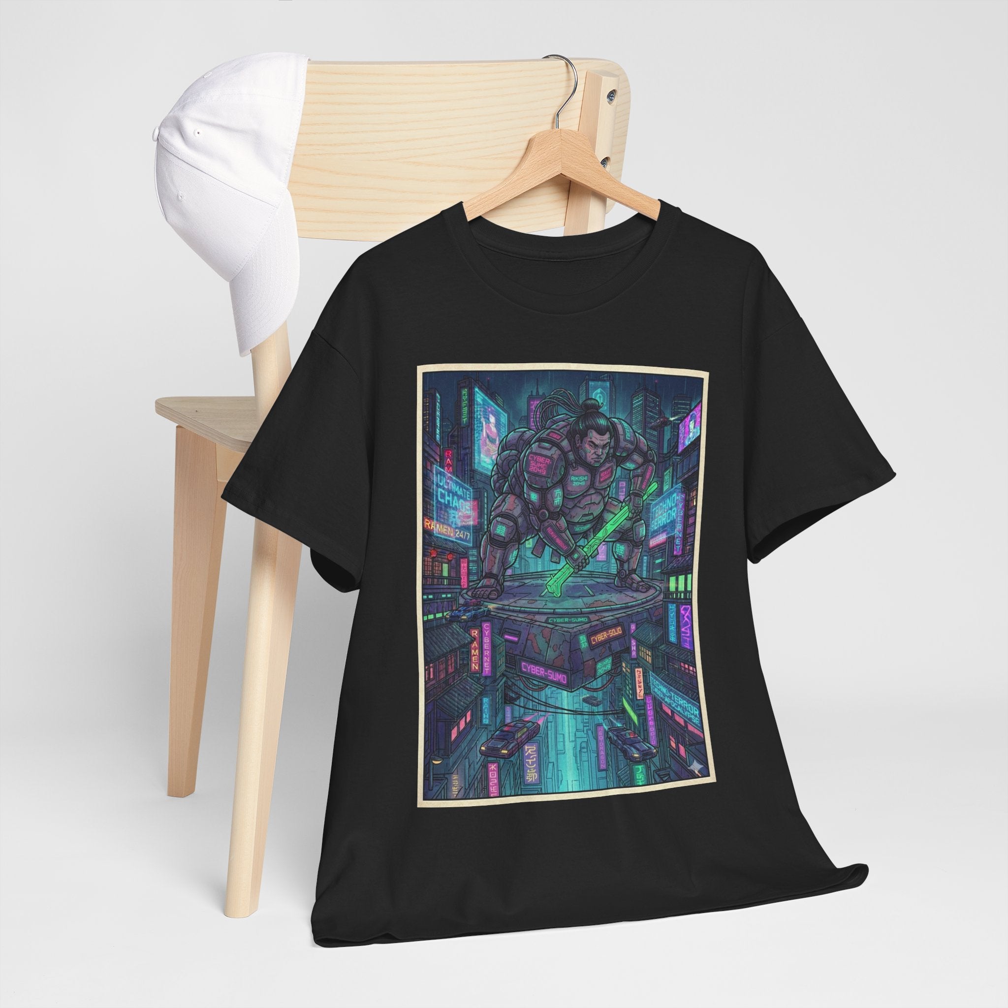 Cyberpunk City Gorilla Tee — Neon Futuristic Streetwear Graphic T-Shirt