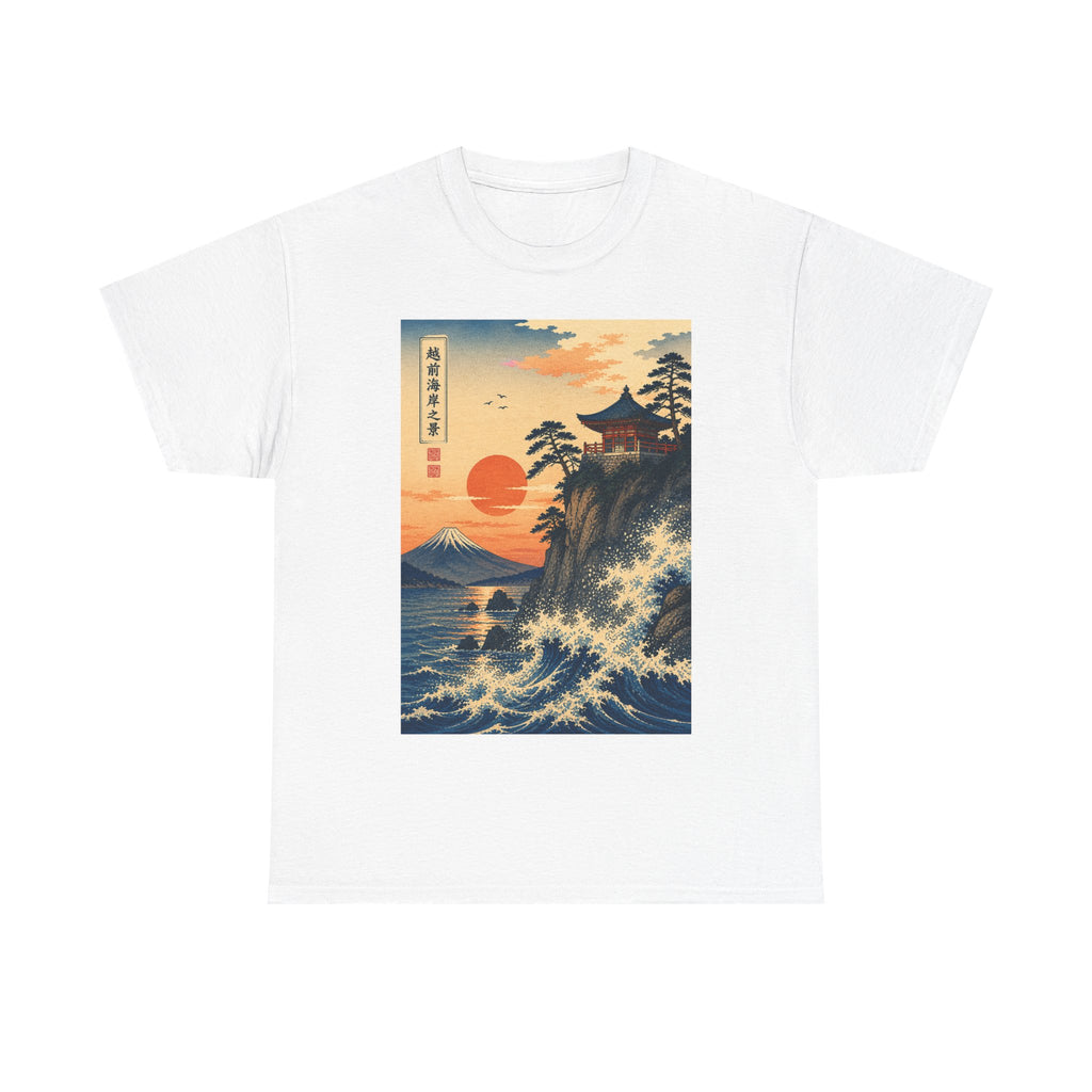 Japanese Sunset Wave T-Shirt — Vintage Mt. Fuji Ukiyo-e Graphic Tee