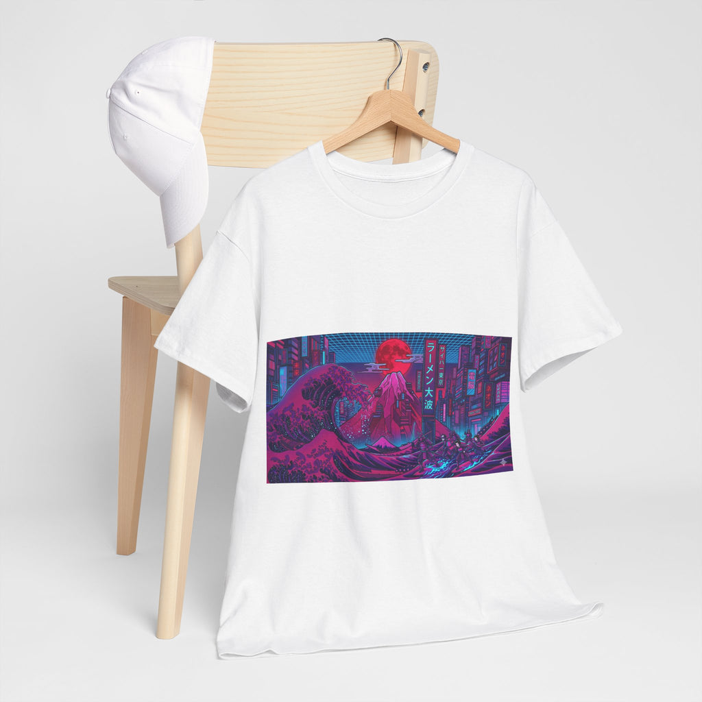 Cyberpunk Cityscape T‑Shirt — Neon Samurai Retro Wave Tee