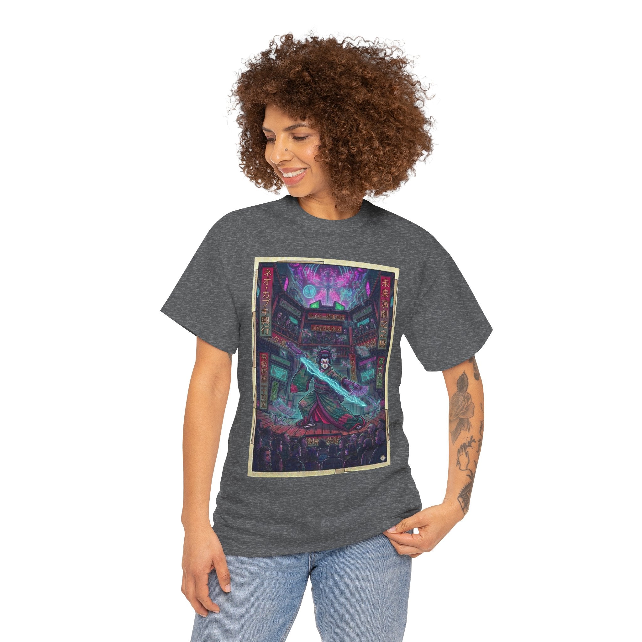 Cyberpunk Sorcerer Tee — Neon Mage Illustration Graphic T‑Shirt