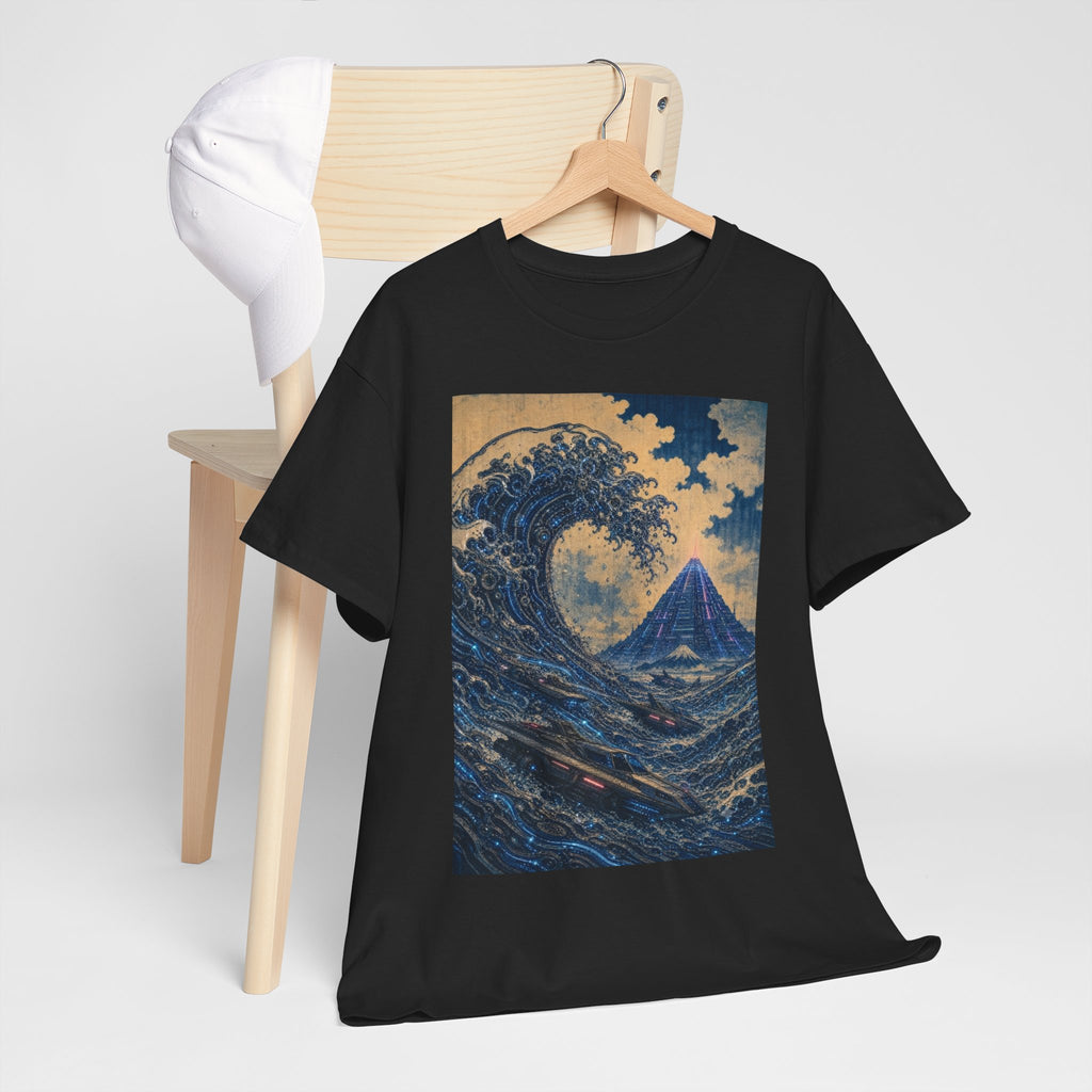 Wave & Mount Fuji Art Tee — Vintage Japanese Wave Graphic T-Shirt