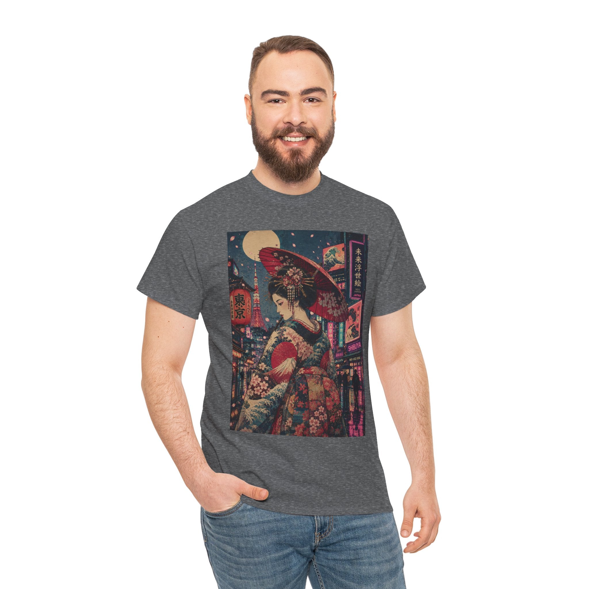 Geisha Nightstreet T‑Shirt — Vintage Japanese Cityscape Graphic Tee