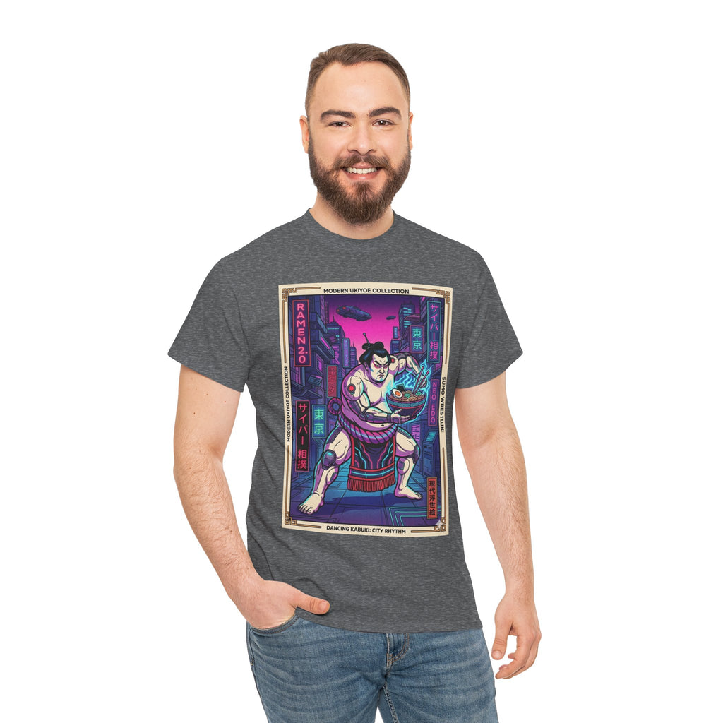 Sumo Warrior Graphic Tee — Neon Retro Japanese Urban Art T-Shirt