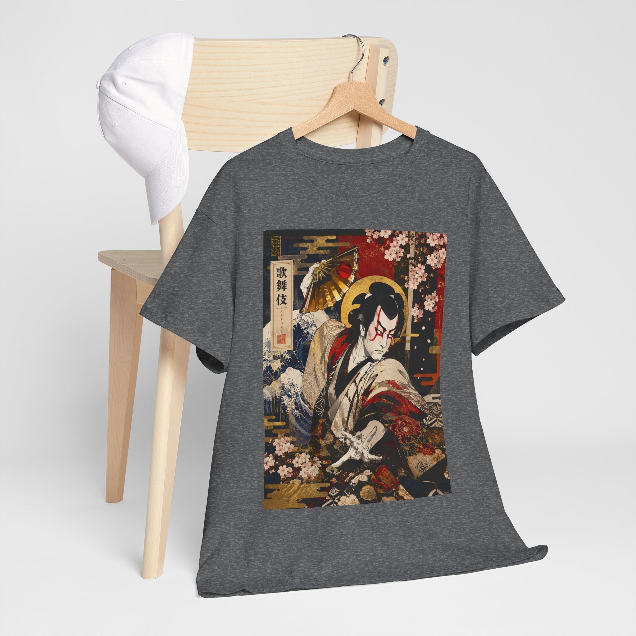 Kabuki Samurai Tee – Vintage Japanese Ukiyo-e Cherry Blossom Graphic T-Shirt