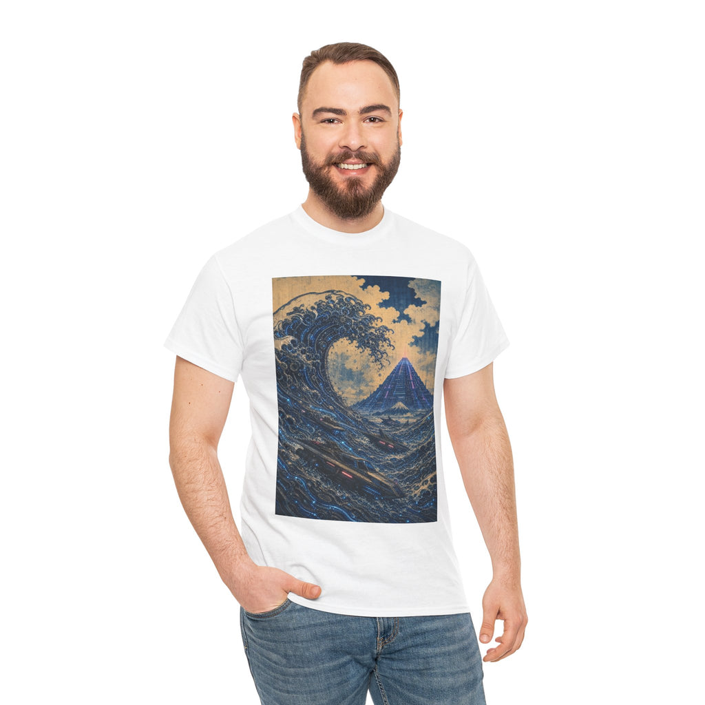 Wave & Mount Fuji Art Tee — Vintage Japanese Wave Graphic T-Shirt