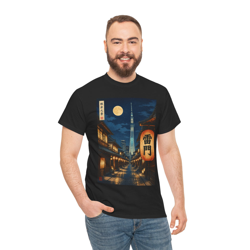 Tokyo Night Street Tee – Vintage Lantern & Skytree Graphic Shirt