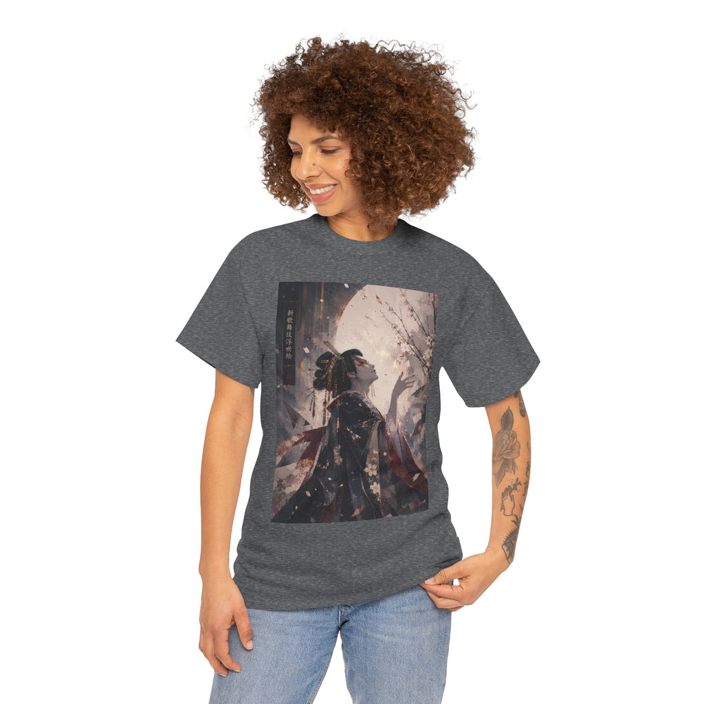 Geisha Moonlight Art Tee — Japanese Aesthetic Graphic T-Shirt