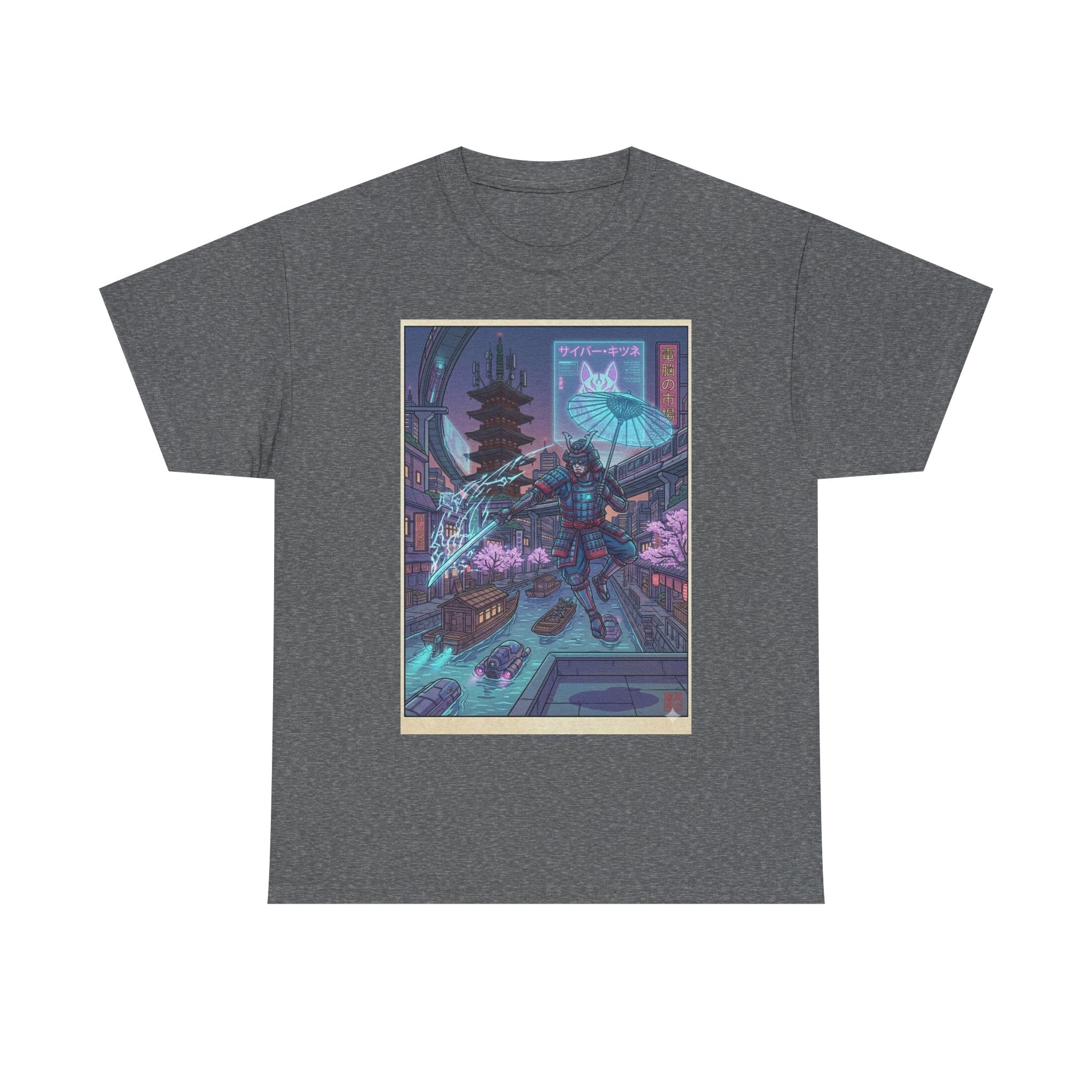 Cyberpunk Samurai Tee — Neon Night City Graphic T-Shirt - Japanese Streetwear T-Shirt | Tokyo Style X