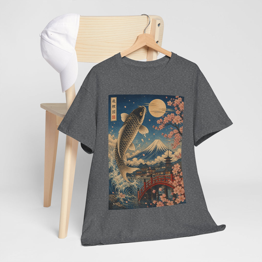 Koi & Mount Fuji T-Shirt — Japanese Cherry Blossom Retro Art Tee