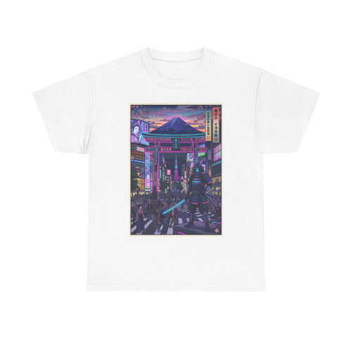 Cyberpunk Night Market T-Shirt — Neon Samurai Tokyo Streetwear