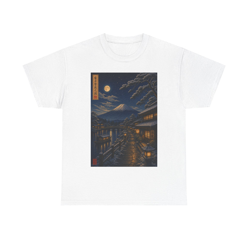 T-Shirt — Moonlit Japanese Street Print (Vintage Ukiyo-e Nightscape)