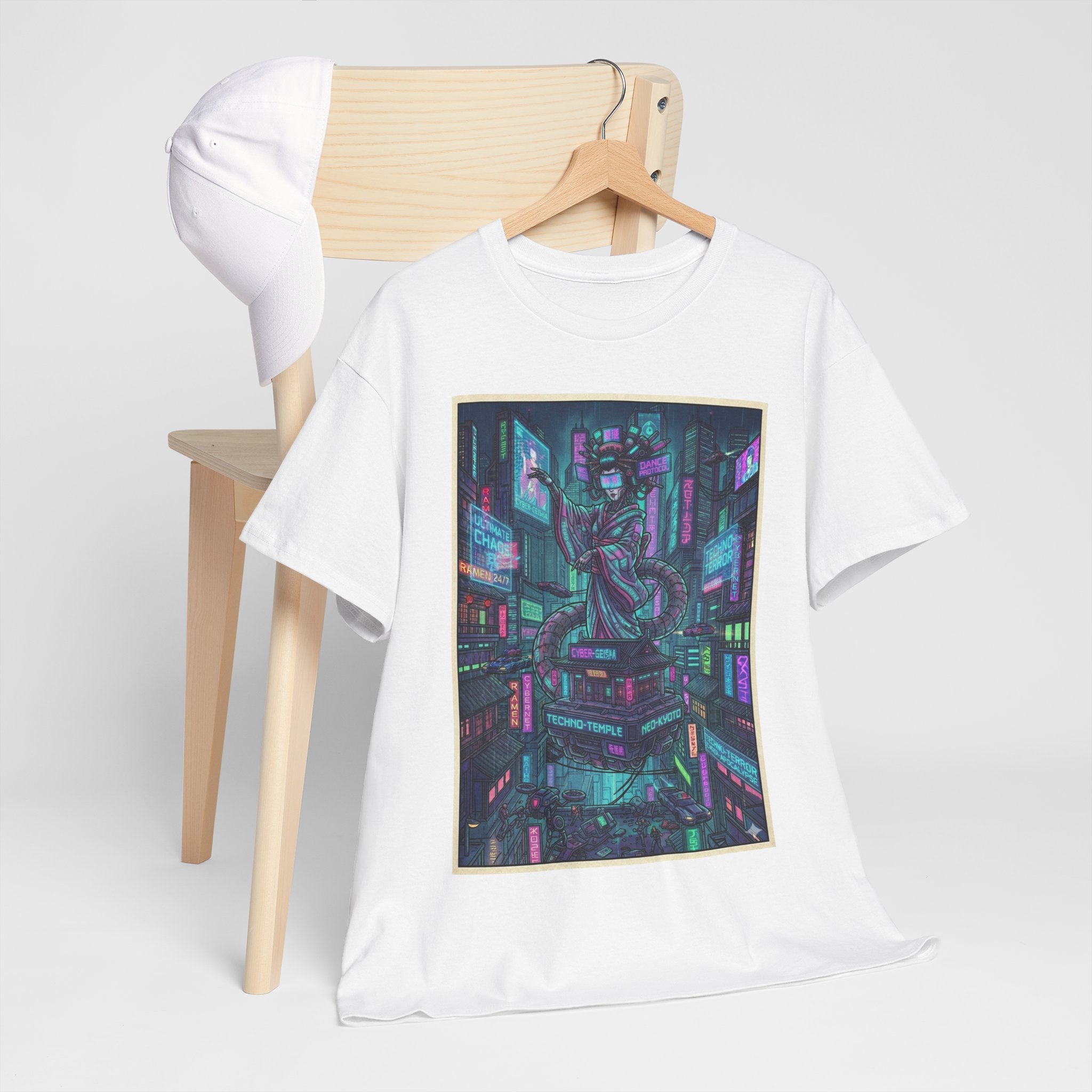 Cyberpunk City Tee — Neon Samurai Streetwear Graphic T-Shirt