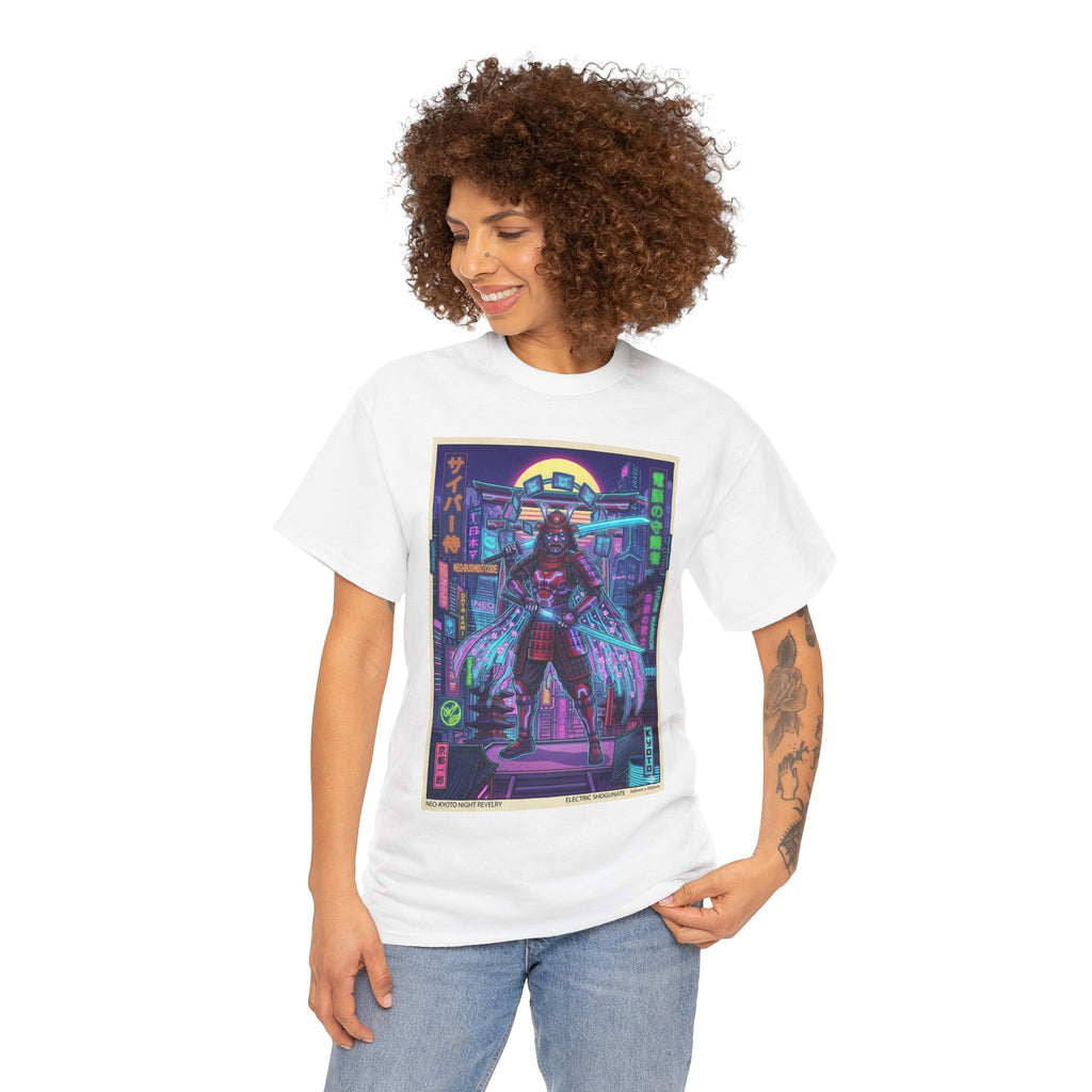 Cyberpunk Samurai T‑Shirt — Neon Night Warrior Graphic Tee - Japanese Streetwear T-Shirt | Tokyo Style X