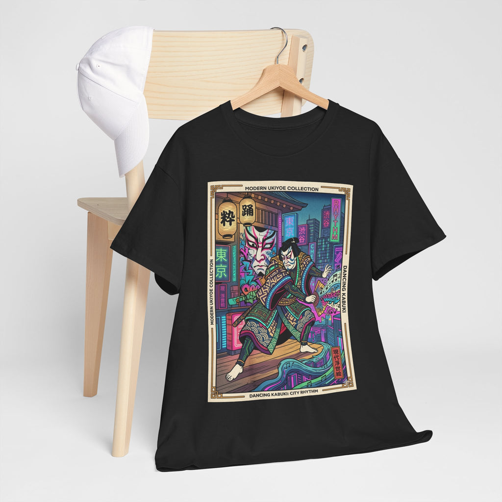 Kabuki Cyberpunk T-Shirt — Neon Samurai Art Tee