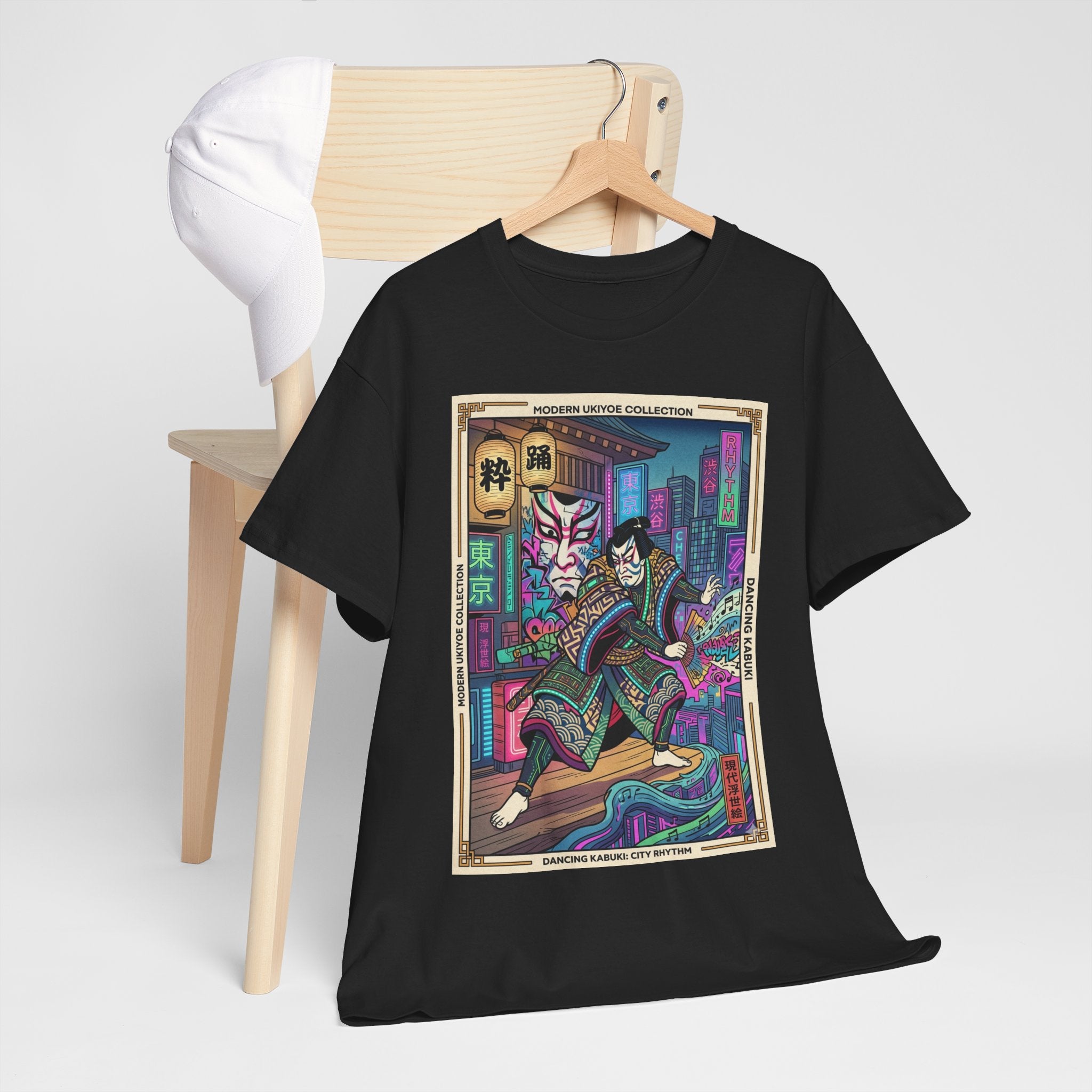 Kabuki Cyberpunk T-Shirt — Neon Samurai Art Tee