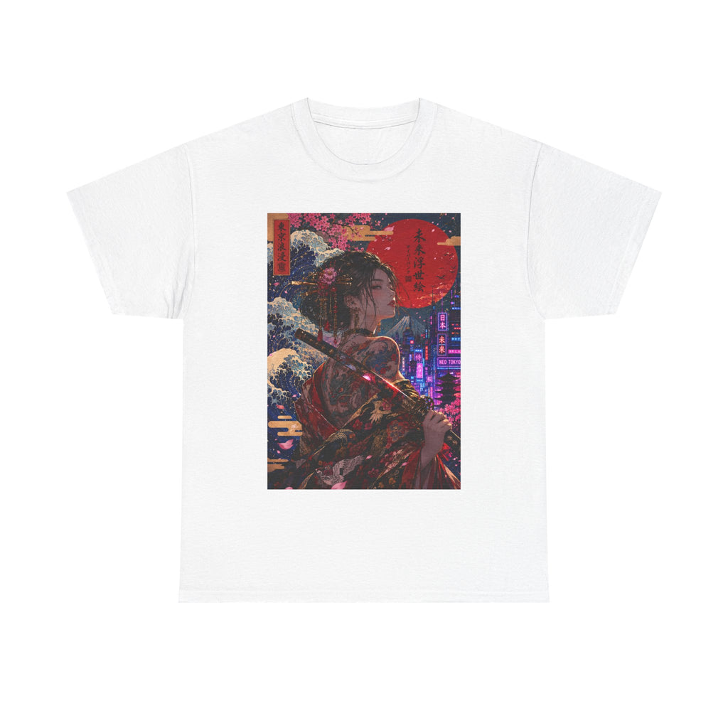 Cyberpunk Geisha T-Shirt — Neon Samurai Art Tee
