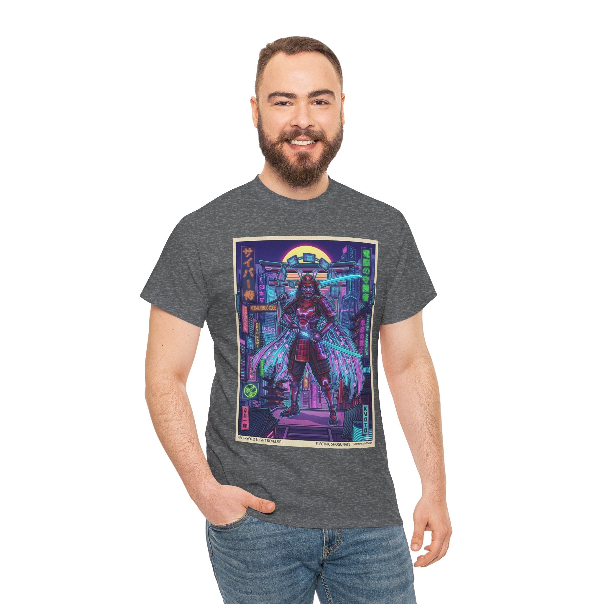 Cyberpunk Samurai T‑Shirt — Neon Night Warrior Graphic Tee - Japanese Streetwear T-Shirt | Tokyo Style X