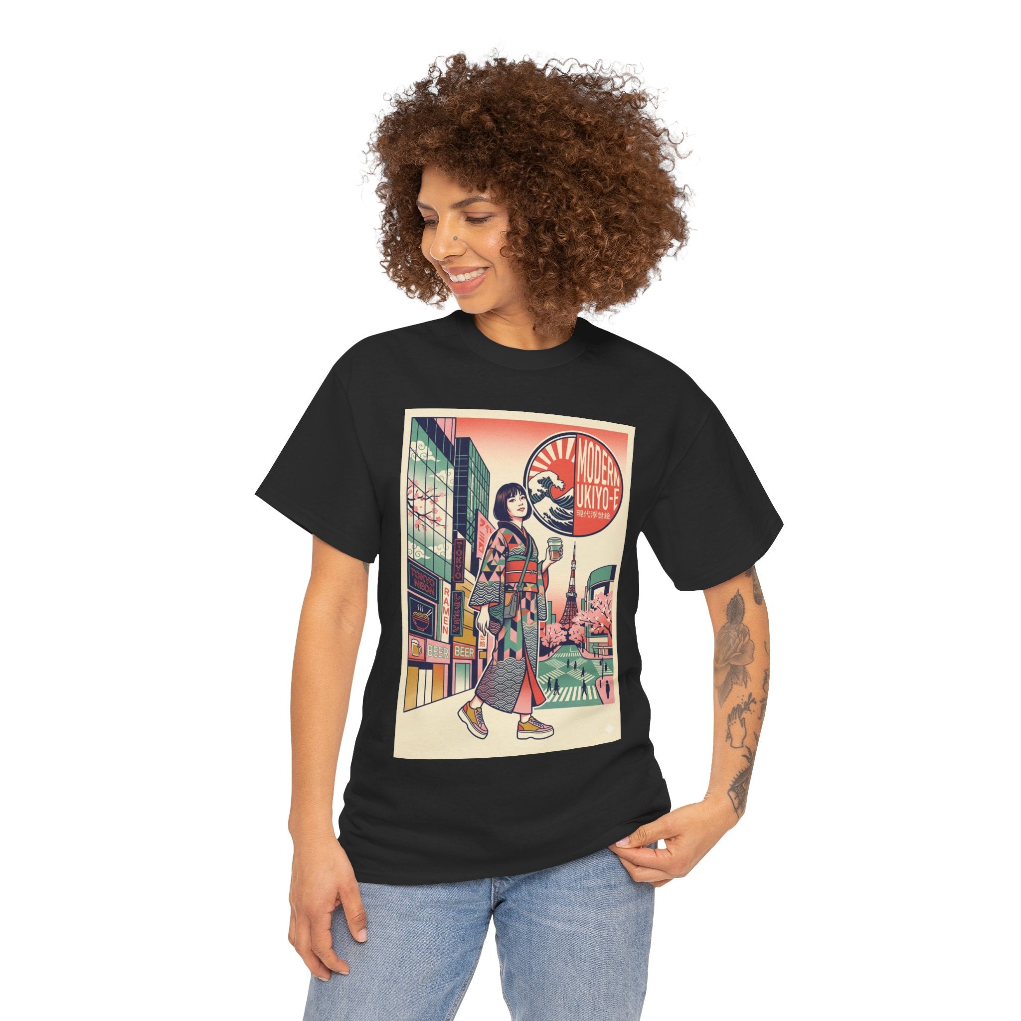 Vintage Tokyo Girl Graphic Tee — 'Modern Kyoto' Anime Cityscape T‑Shirt