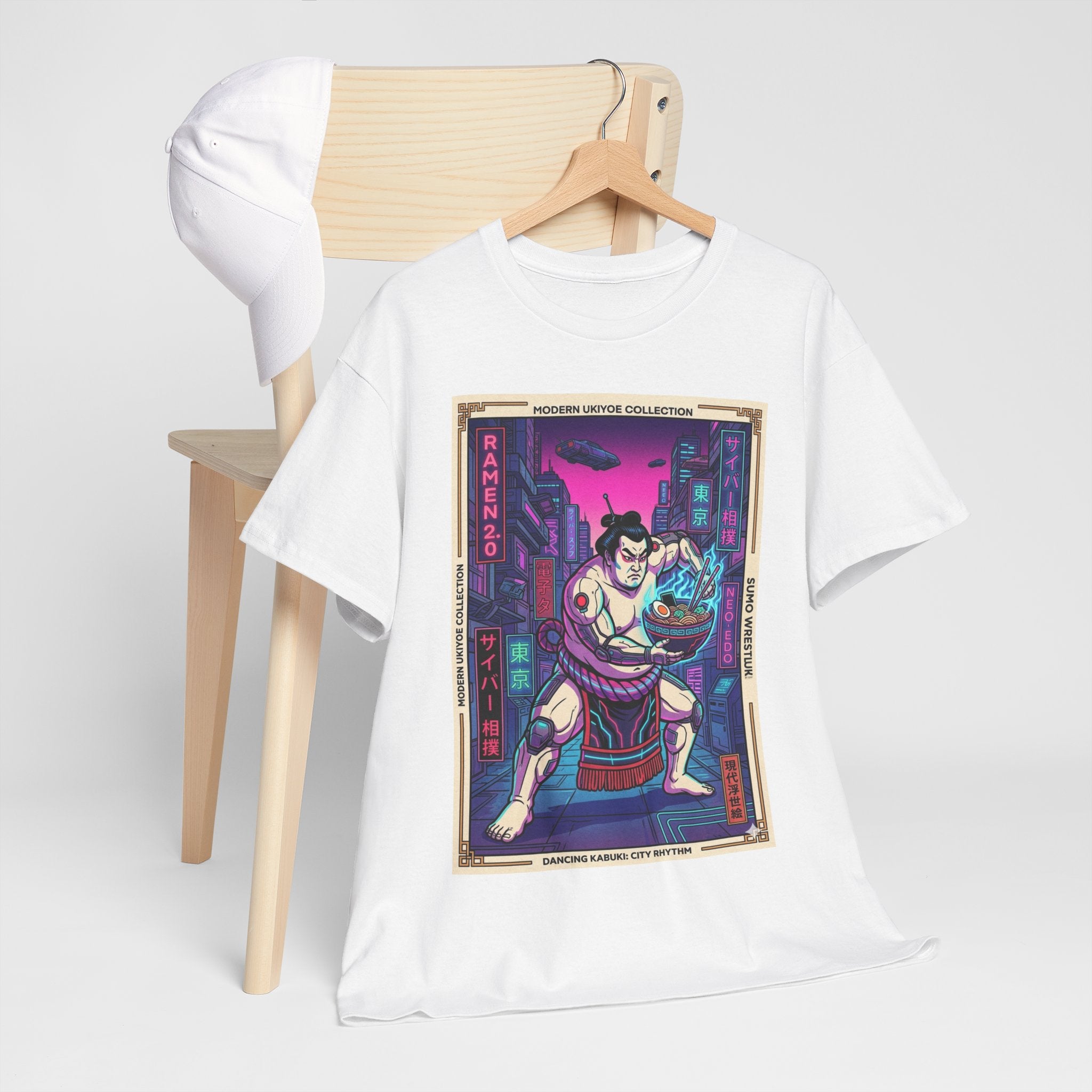 Sumo Warrior Graphic Tee — Neon Retro Japanese Urban Art T-Shirt