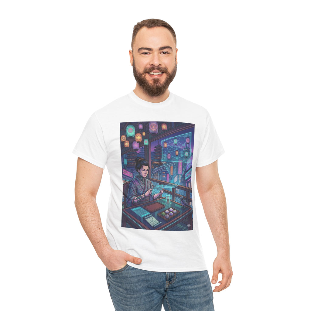 Cyberpunk Programmer Tee — Neon Night City Tech Art T-Shirt - Japanese Streetwear T-Shirt | Tokyo Style X