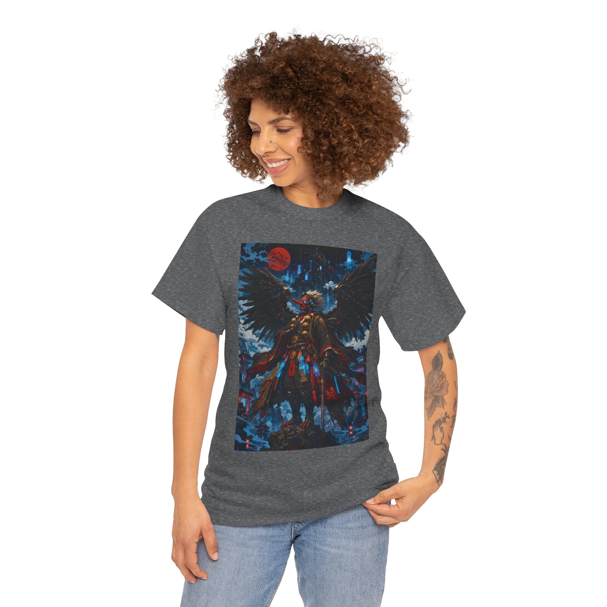 Angel of Night Graphic Tee — Dark Fantasy Winged Warrior T-Shirt