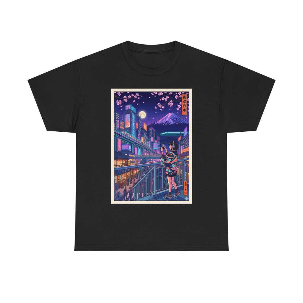 T-Shirt — Neon Sakura Nightstreet Anime Cityscape Print
