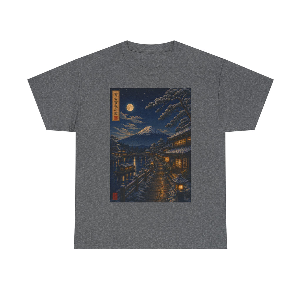 T-Shirt — Moonlit Japanese Street Print (Vintage Ukiyo-e Nightscape)