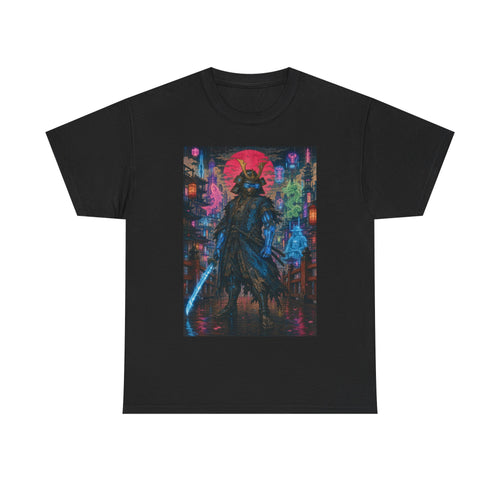 Cyber Samurai T‑Shirt — Neon Ronin Sword Art Tee