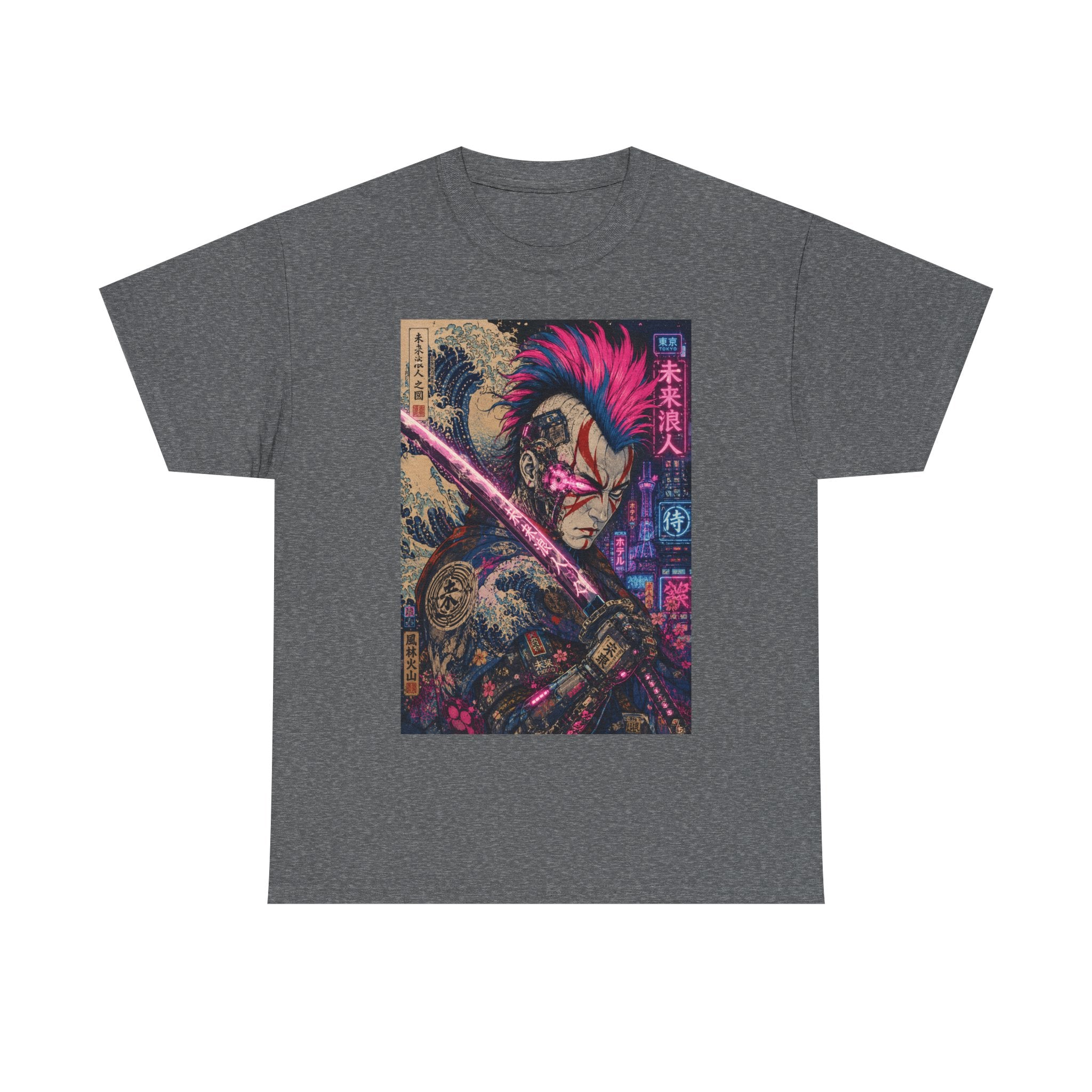Graphic Tee — Neon Samurai Street Art Shirt - Japanese Streetwear T-Shirt | Tokyo Style X