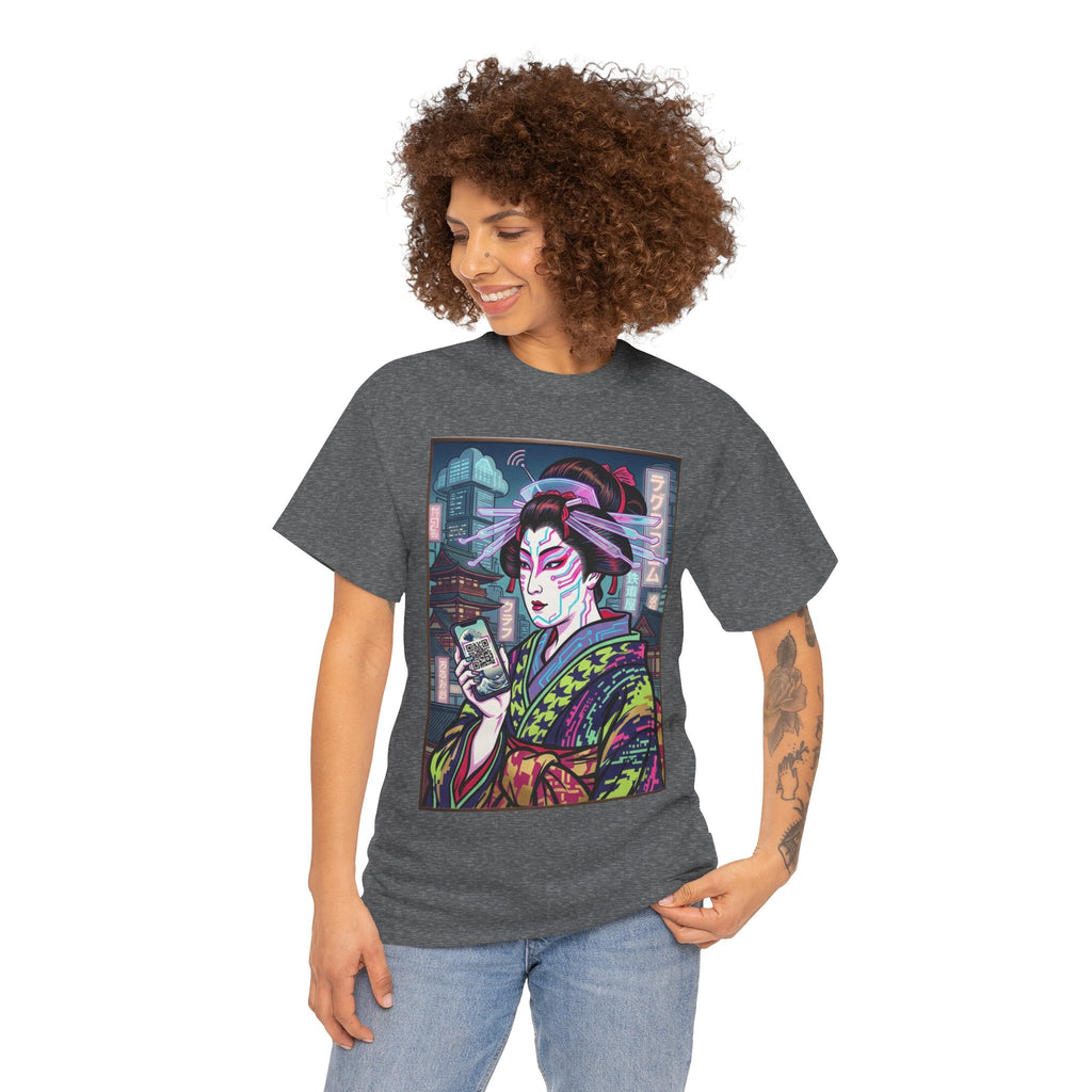 Geisha Cyberpunk T-Shirt — Neon Ukiyo-e Art Tee