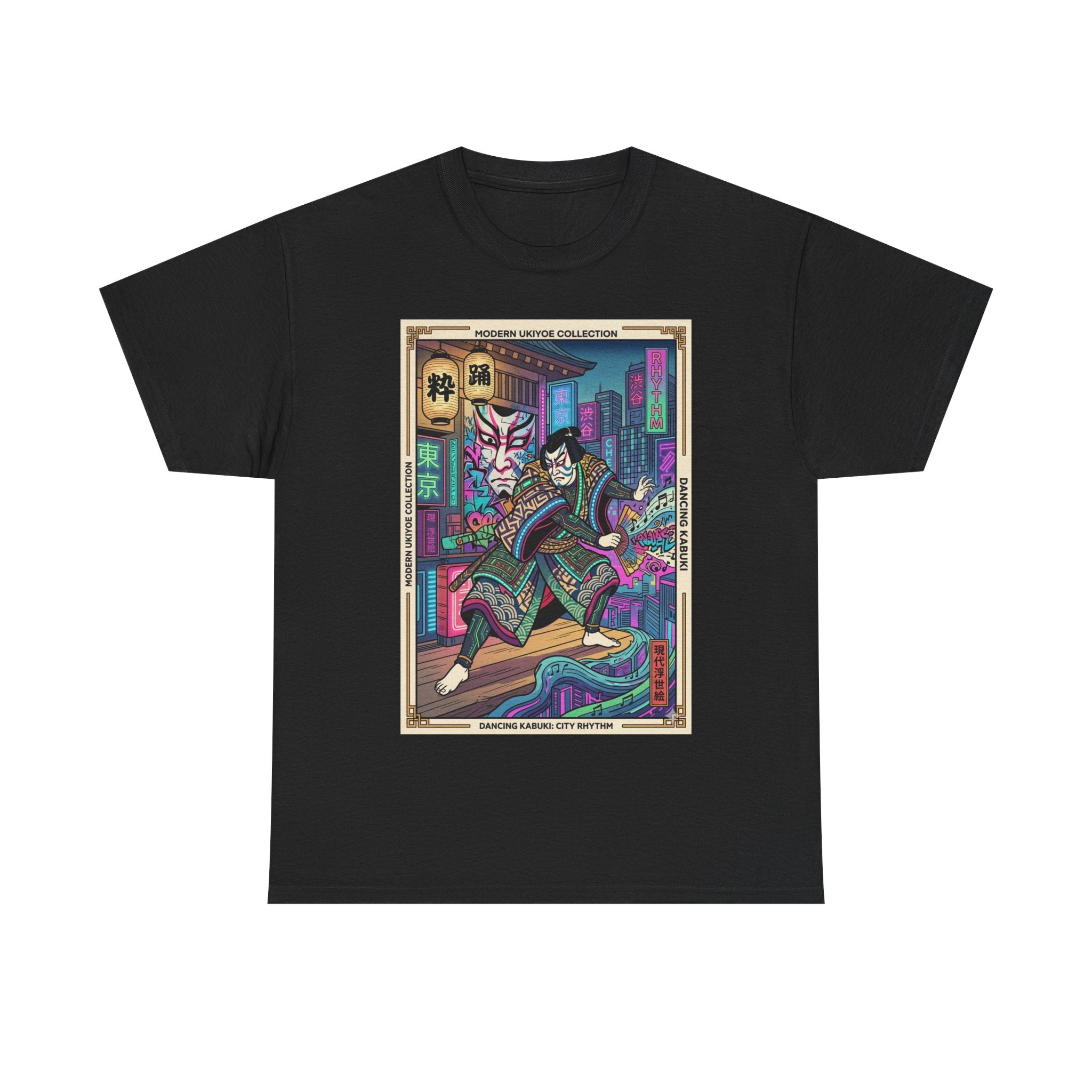 Kabuki Cyberpunk T-Shirt — Neon Samurai Art Tee