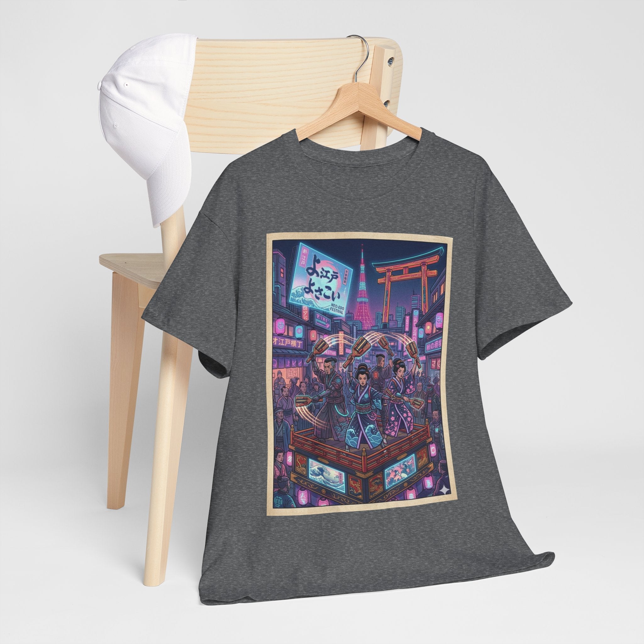Anime Cyberpunk City T-Shirt — Neon Tokyo Street Scene