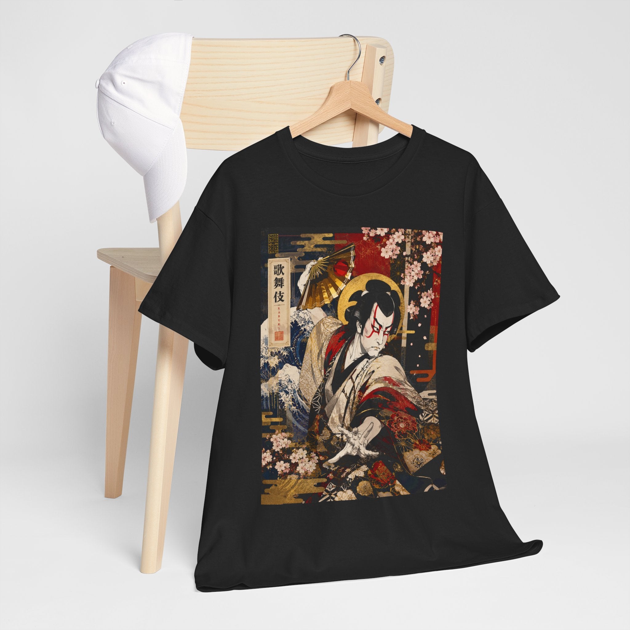 Kabuki Samurai Tee – Vintage Japanese Ukiyo-e Cherry Blossom Graphic T-Shirt