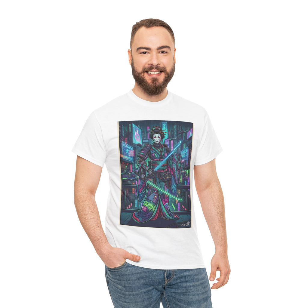 Cyber Geisha T-Shirt — Neon Samurai Streetwear Graphic Tee