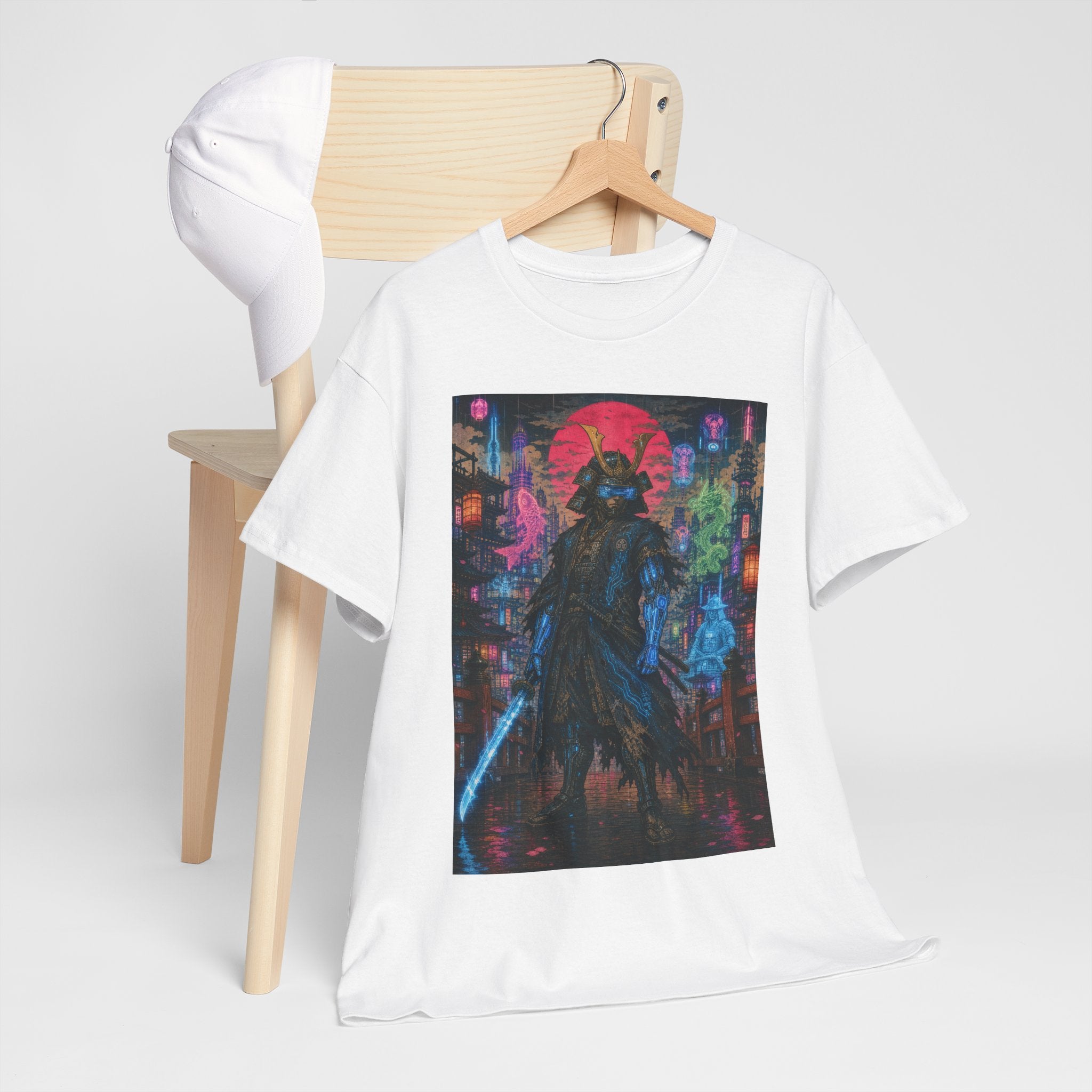 Cyber Samurai T‑Shirt — Neon Ronin Sword Art Tee
