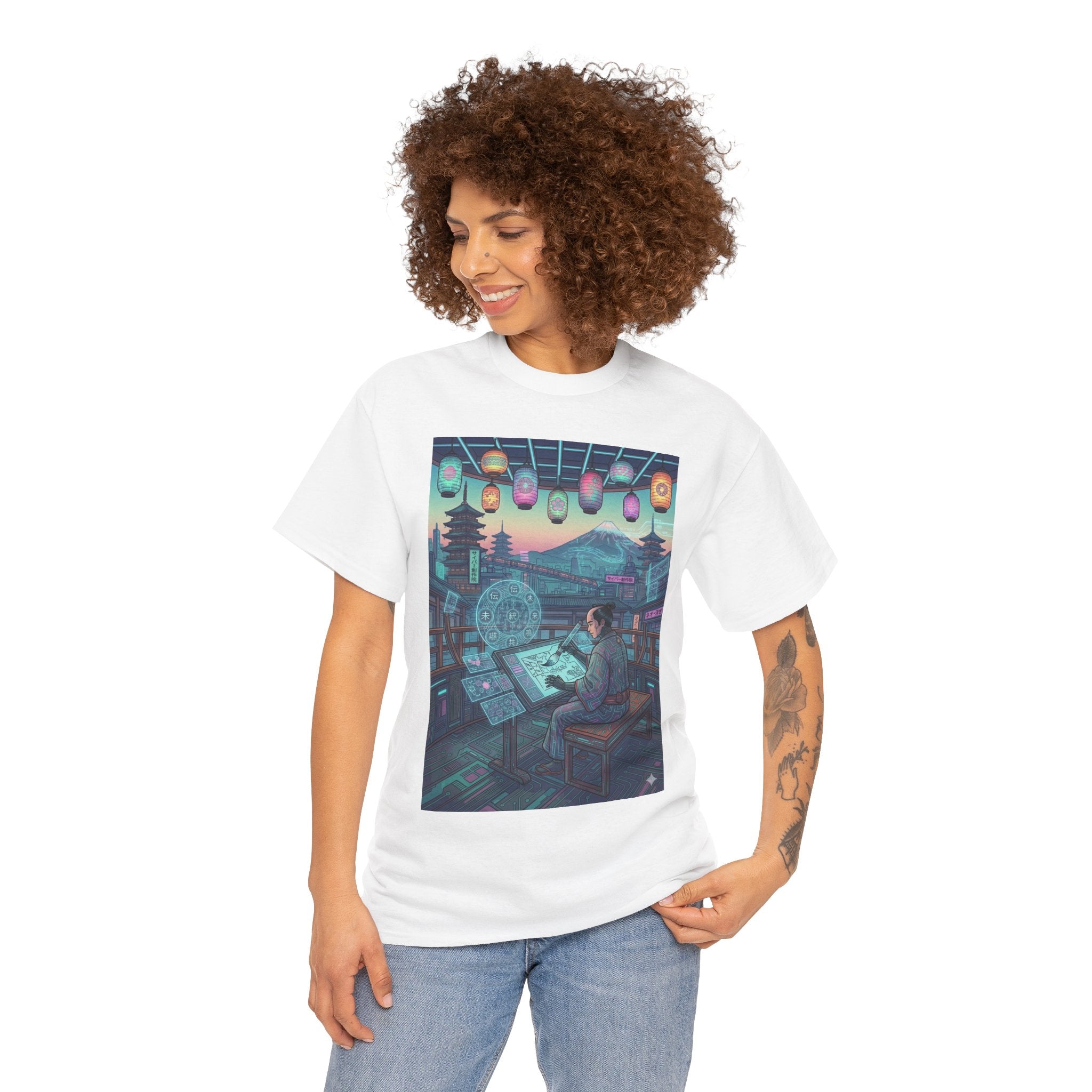 Cyberpunk Artist Tee — Night Studio Illustration T-Shirt - Japanese Streetwear T-Shirt | Tokyo Style X