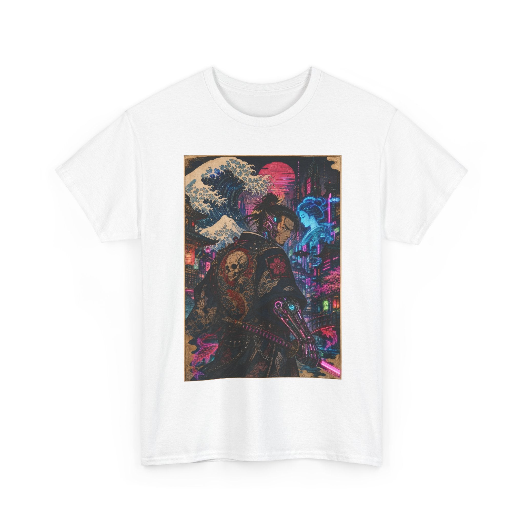 Cyberpunk Samurai T-Shirt — Neon Tokyo Wave Graphic Tee - Japanese Streetwear T-Shirt | Tokyo Style X