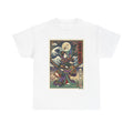 Japanese Ukiyo-e Geisha T-Shirt — Vintage Moon & Wave Illustration Tee