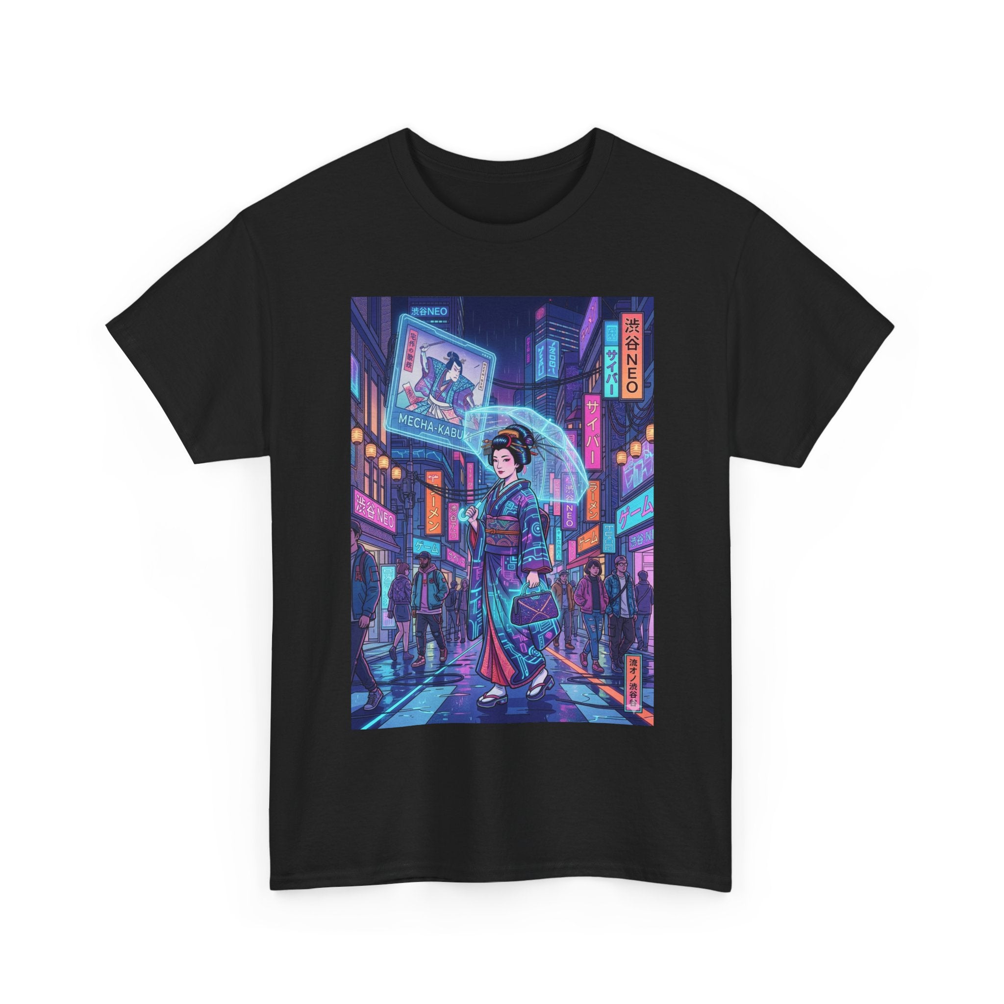 Cyberpunk Geisha T-Shirt — Neon Tokyo Streetwear Graphic Tee - Japanese Streetwear T-Shirt | Tokyo Style X