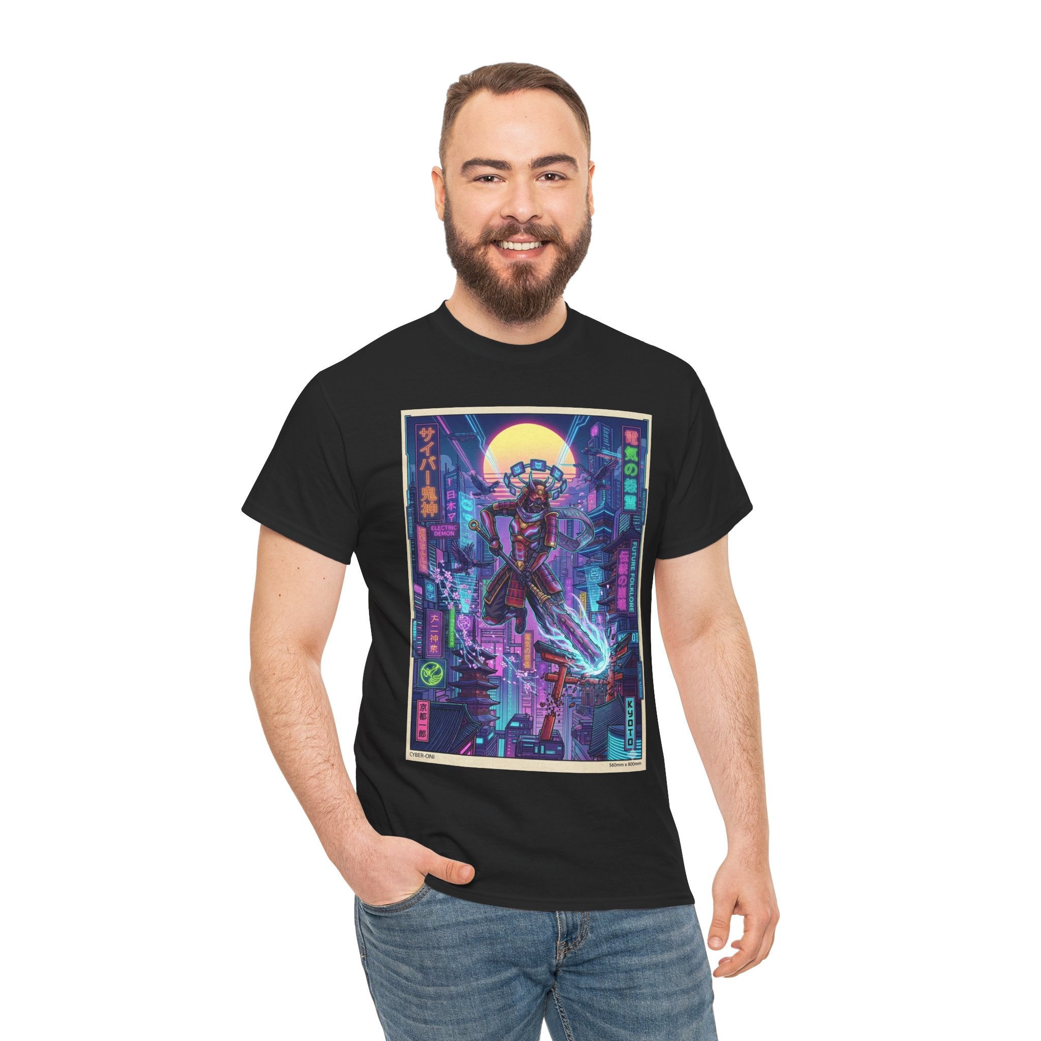 Cyberpunk Samurai T-Shirt — Neon Tokyo Street Art Tee - Japanese Streetwear T-Shirt | Tokyo Style X