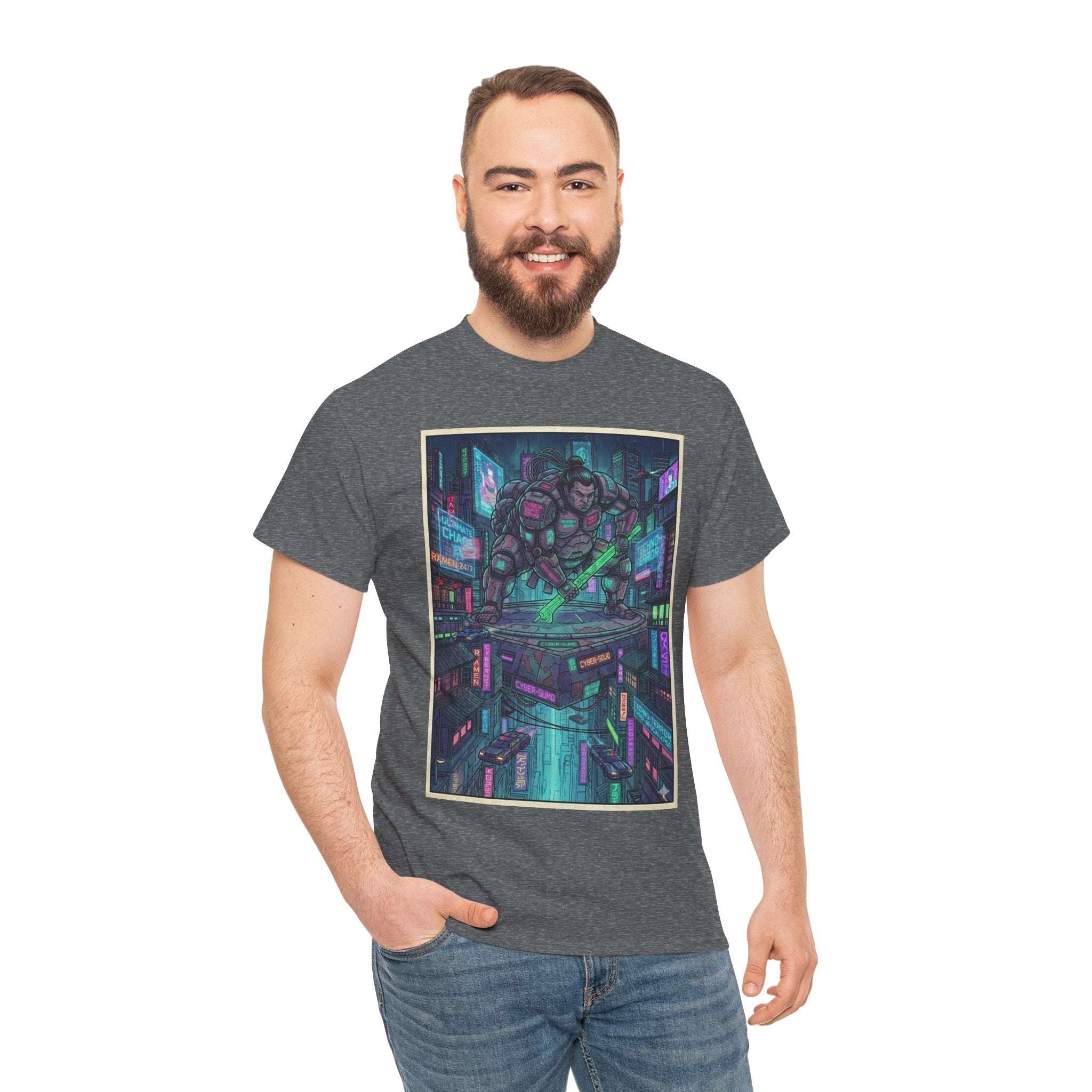 Cyberpunk City Gorilla Tee — Neon Futuristic Streetwear Graphic T-Shirt