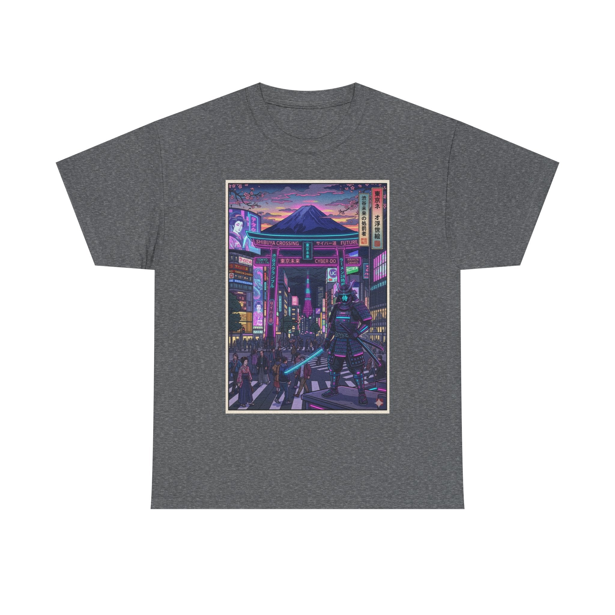 Cyberpunk Night Market T-Shirt — Neon Samurai Tokyo Streetwear