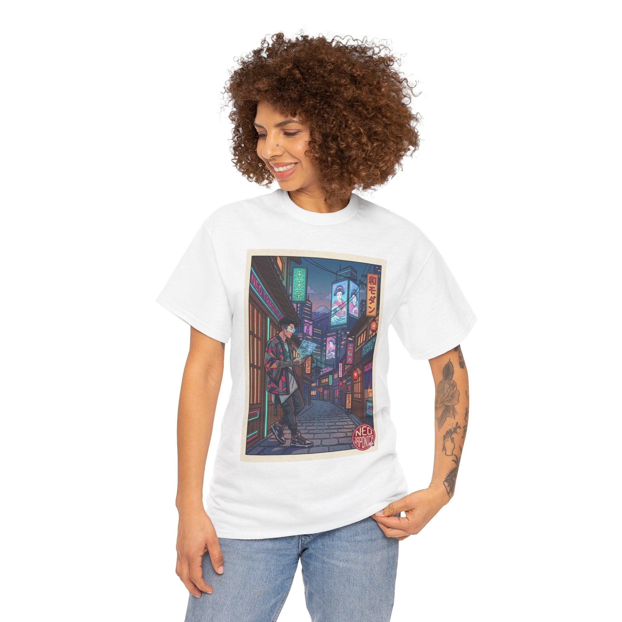T-Shirt — Neon City Anime Streetwear Tee (Cyberpunk Nightscape) - Japanese Streetwear T-Shirt | Tokyo Style X