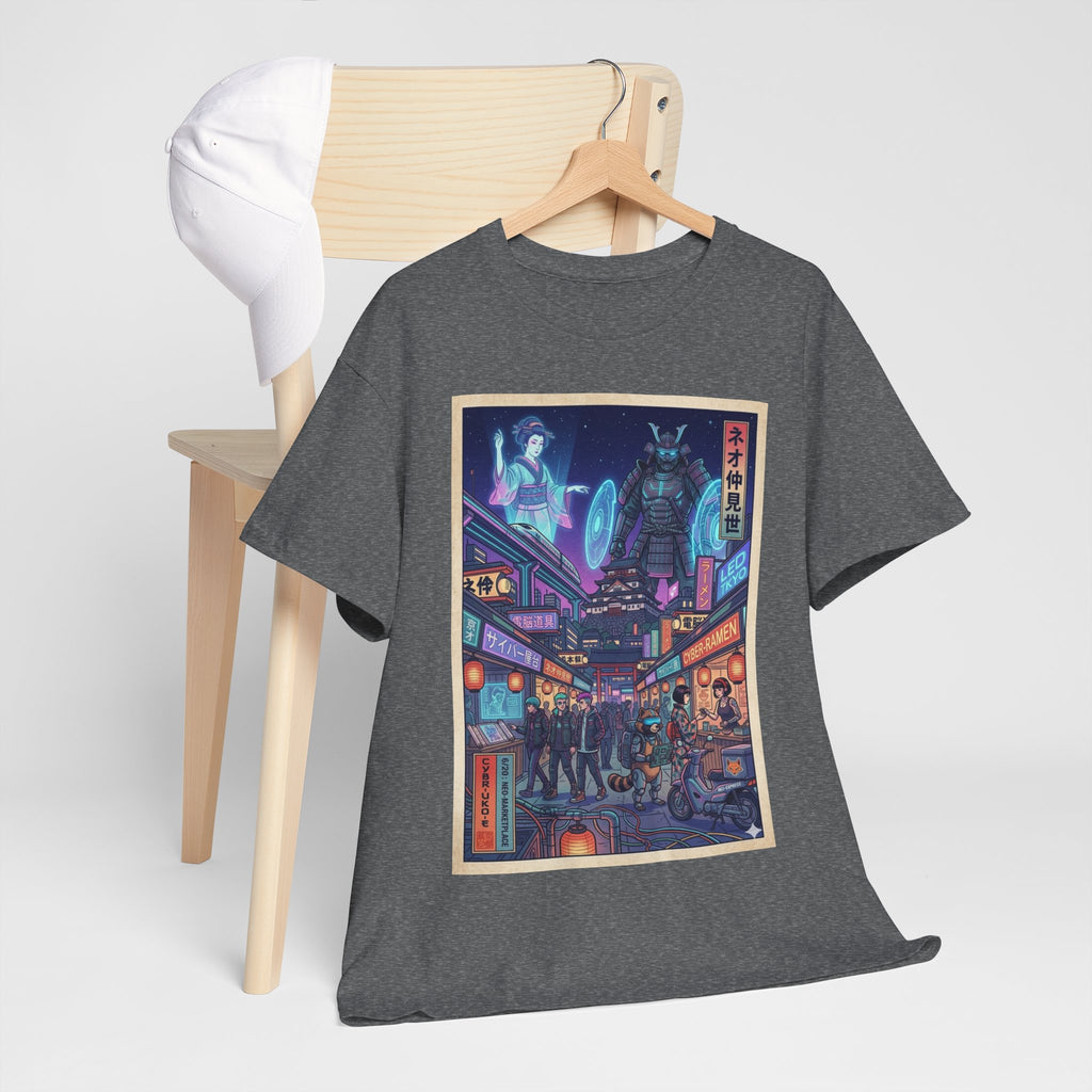Cyberpunk Tokyo Alley T-Shirt — Neon Night Market Graphic Tee