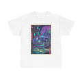 Cyberpunk Tea House Graphic Tee — Neon Retro Japanese-Style Street Scene