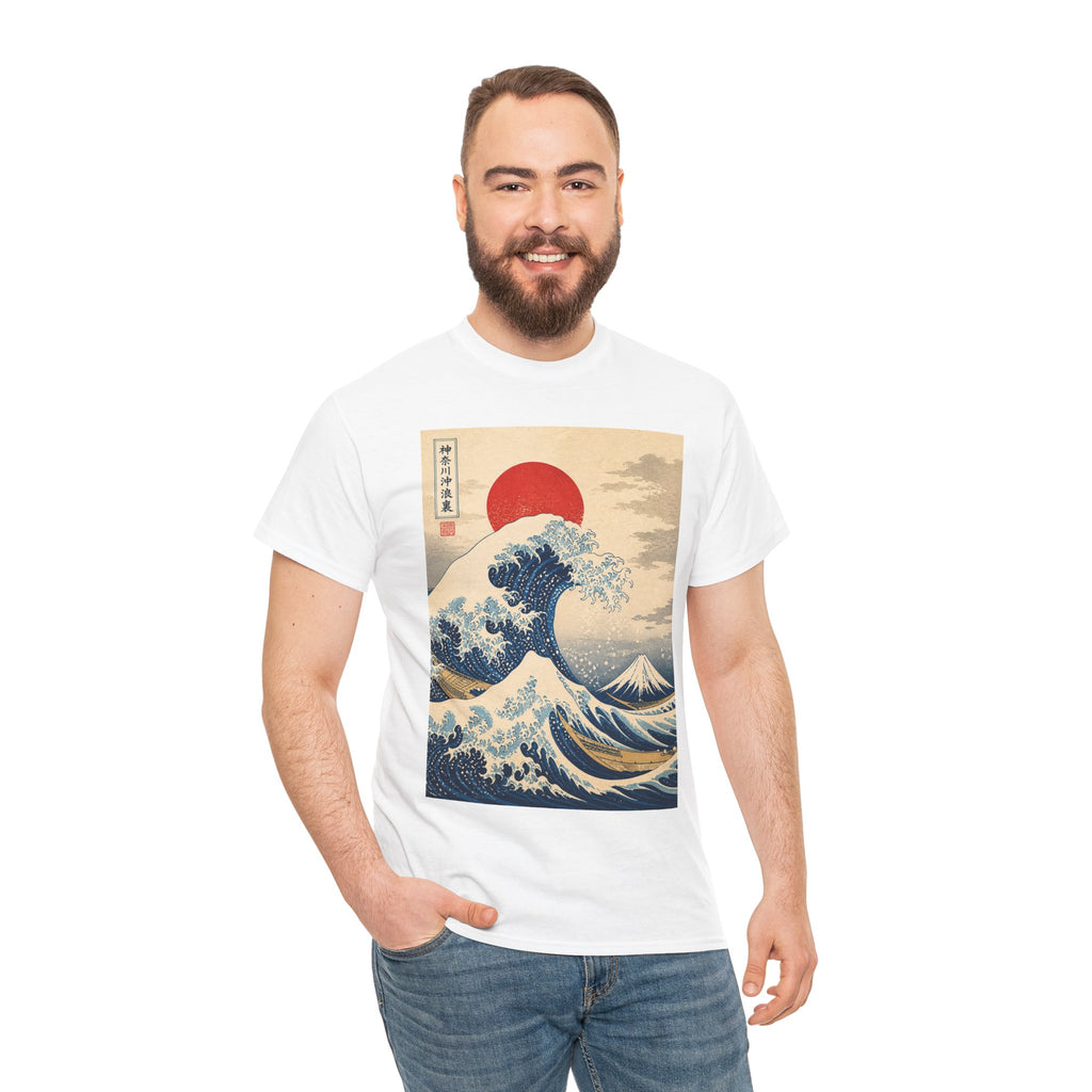 Wave and Red Sun T-Shirt — Vintage Japanese Great Wave Graphic Tee
