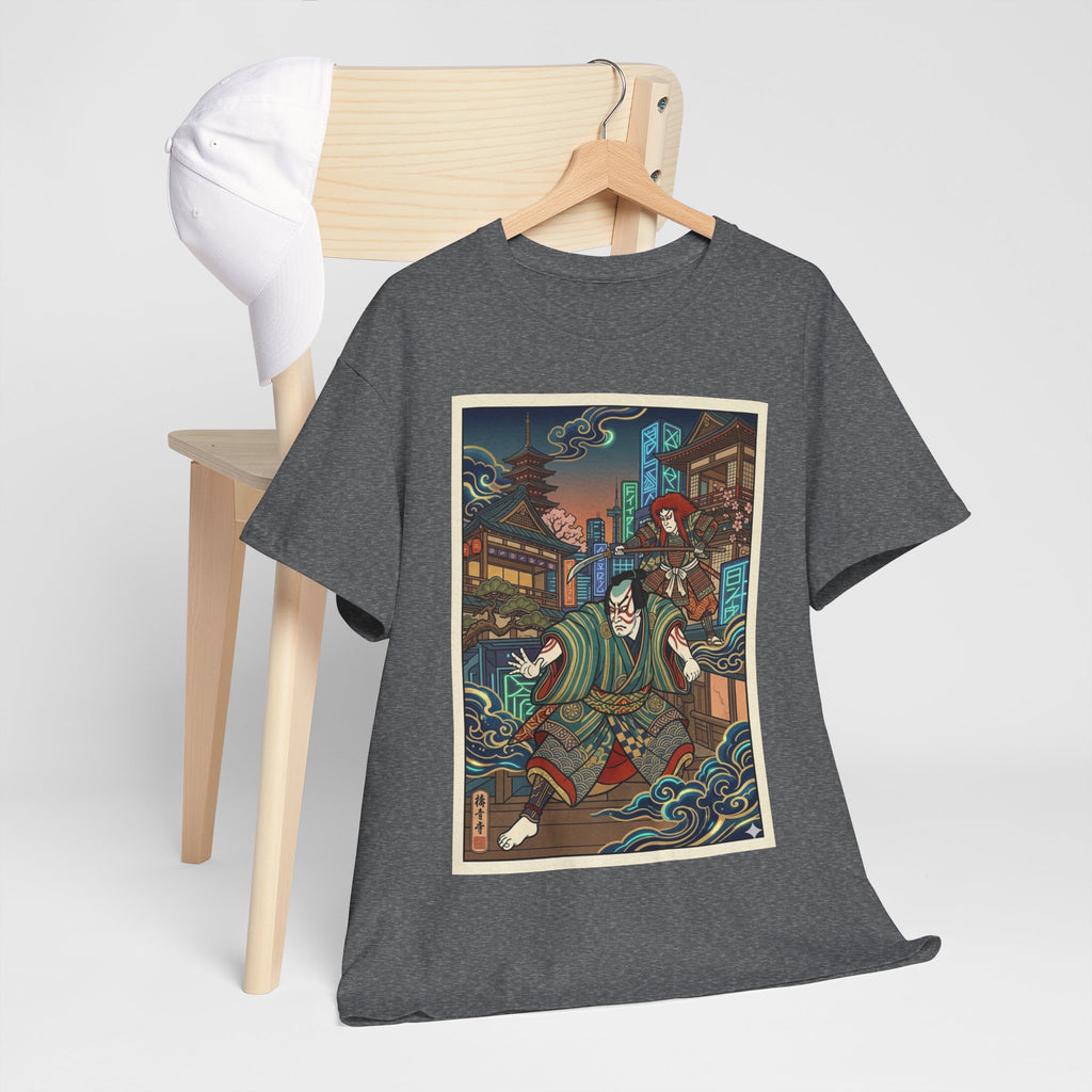 Samurai Night Streetwear Tee — Vintage Ukiyo-e Style Japanese Warrior Graphic Shirt